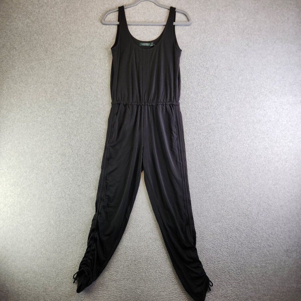 Lauren Ralph Lauren Jumpsuit Womens S Black Ruched Cinch Legs Stretchy New